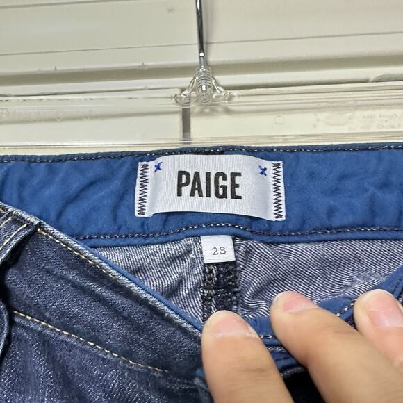 PAIGE Lou Lou Jeans Womens Size 28 Dark Blue Flare Leg Boho Hippie USA Preppy - Picture 2 of 8